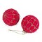 SET OF 2 Velvet Flocked Ornaments, Glass Baubles, Christmas Globes 3.15", RED